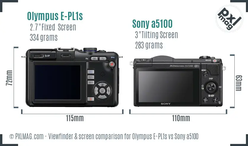 Olympus E-PL1s vs Sony a5100 Screen and Viewfinder comparison
