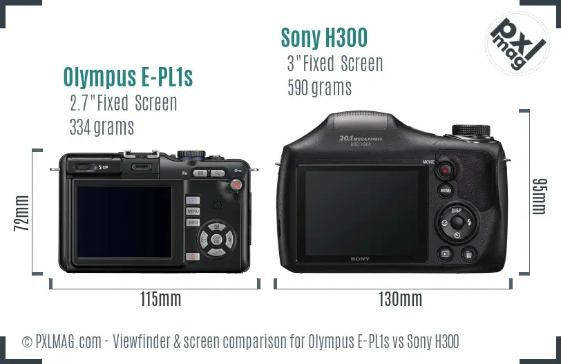Olympus E-PL1s vs Sony H300 Screen and Viewfinder comparison