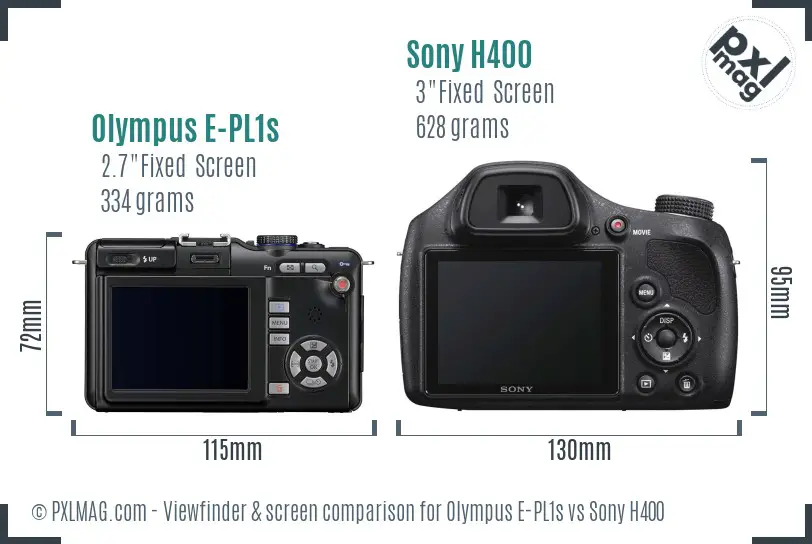 Olympus E-PL1s vs Sony H400 Screen and Viewfinder comparison