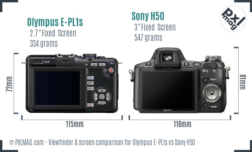 Olympus E-PL1s vs Sony H50 Screen and Viewfinder comparison