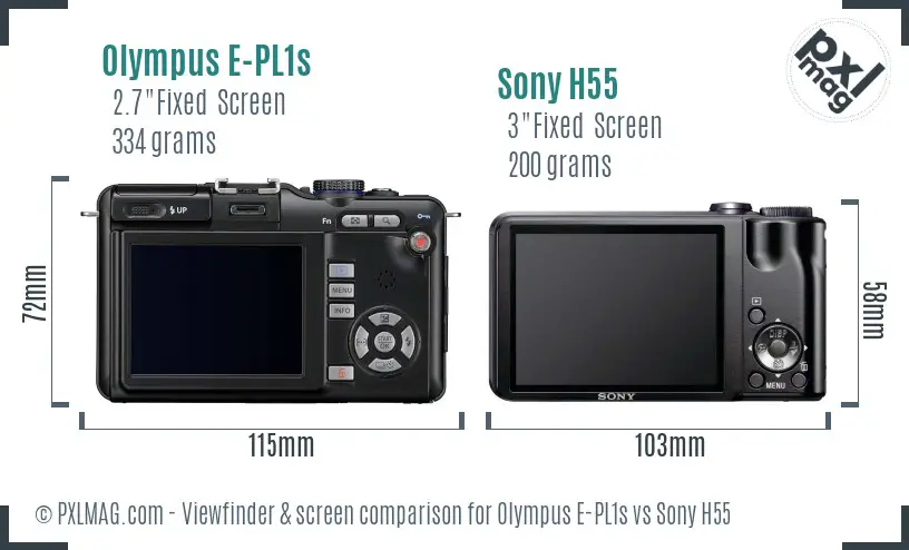 Olympus E-PL1s vs Sony H55 Screen and Viewfinder comparison