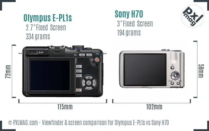 Olympus E-PL1s vs Sony H70 Screen and Viewfinder comparison