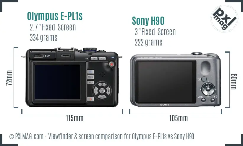 Olympus E-PL1s vs Sony H90 Screen and Viewfinder comparison