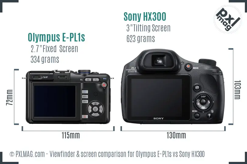 Olympus E-PL1s vs Sony HX300 Screen and Viewfinder comparison