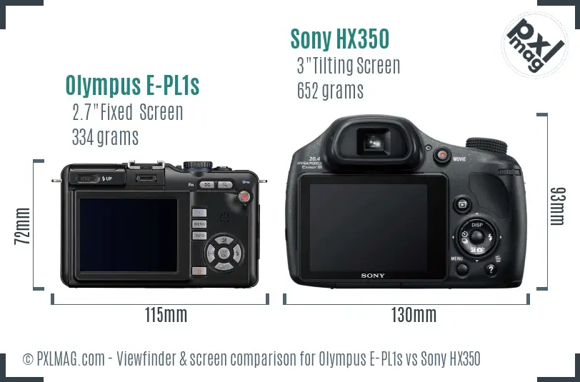 Olympus E-PL1s vs Sony HX350 Screen and Viewfinder comparison Olympus E-PL1s vs Sony HX350 Screen and Viewfinder comparison