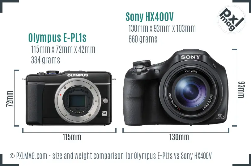 Olympus E-PL1s vs Sony HX400V size comparison