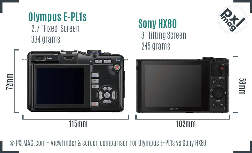 Olympus E-PL1s vs Sony HX80 Screen and Viewfinder comparison