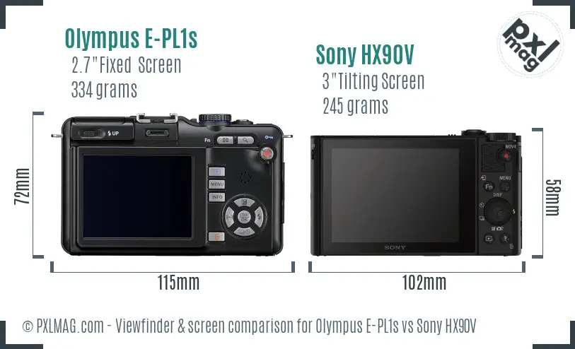 Olympus E-PL1s vs Sony HX90V Screen and Viewfinder comparison