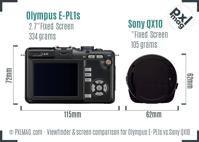 Olympus E-PL1s vs Sony QX10 Screen and Viewfinder comparison Olympus E-PL1s vs Sony QX10 Screen and Viewfinder comparison