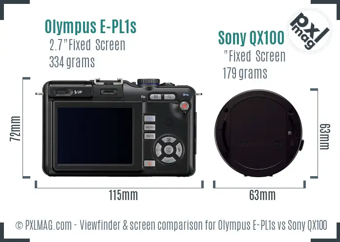 Olympus E-PL1s vs Sony QX100 Screen and Viewfinder comparison Olympus E-PL1s vs Sony QX100 Screen and Viewfinder comparison