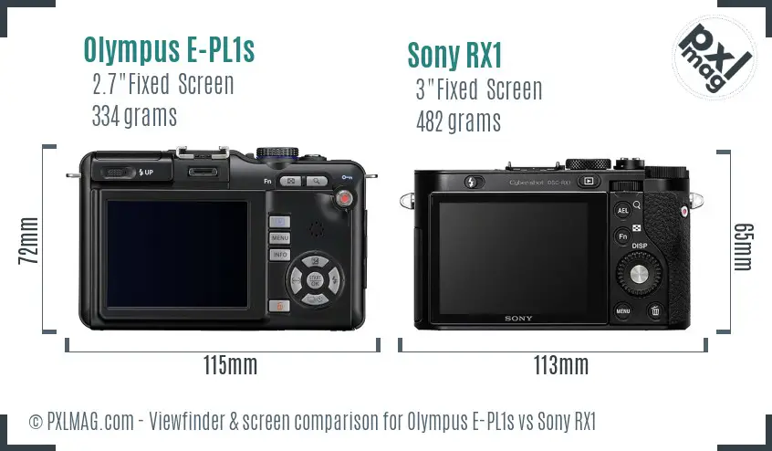 Olympus E-PL1s vs Sony RX1 Screen and Viewfinder comparison