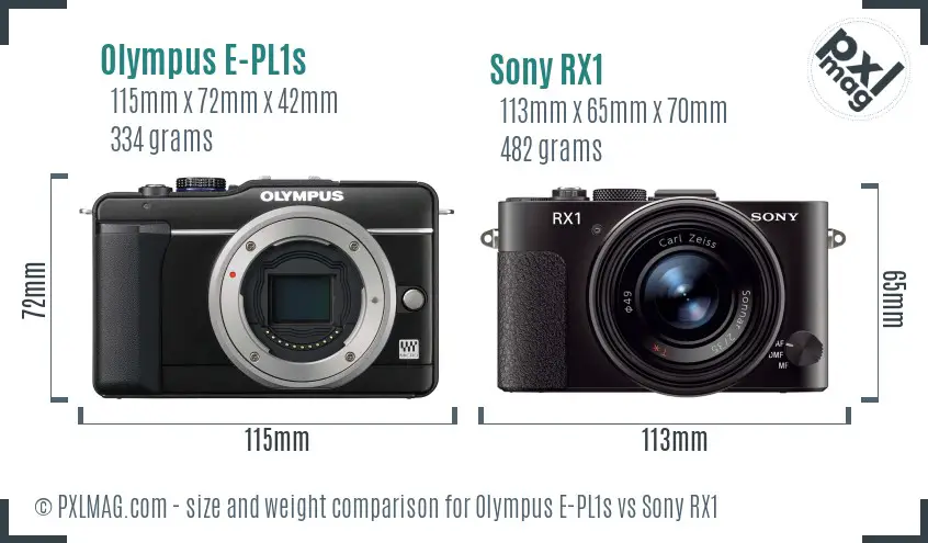 Olympus E-PL1s vs Sony RX1 size comparison