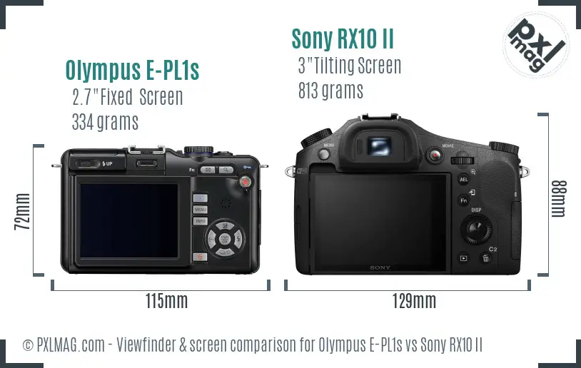 Olympus E-PL1s vs Sony RX10 II Screen and Viewfinder comparison