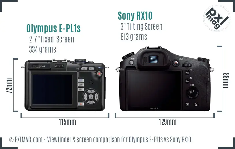 Olympus E-PL1s vs Sony RX10 Screen and Viewfinder comparison