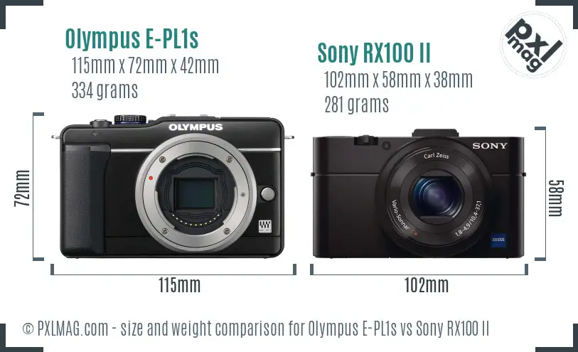 Olympus E-PL1s vs Sony RX100 II size comparison