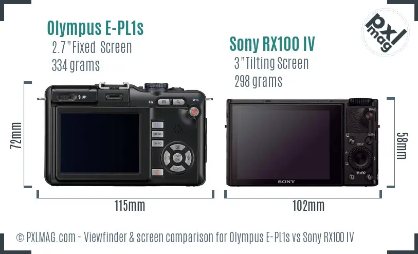 Olympus E-PL1s vs Sony RX100 IV Screen and Viewfinder comparison