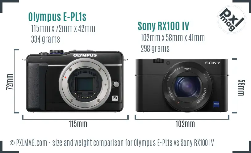 Olympus E-PL1s vs Sony RX100 IV size comparison