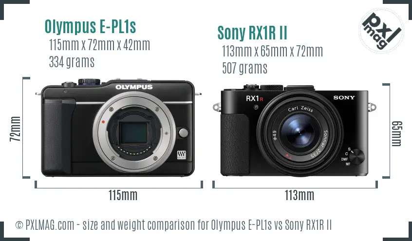 Olympus E-PL1s vs Sony RX1R II size comparison Olympus E-PL1s vs Sony RX1R II size comparison