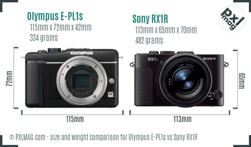 Olympus E-PL1s vs Sony RX1R size comparison