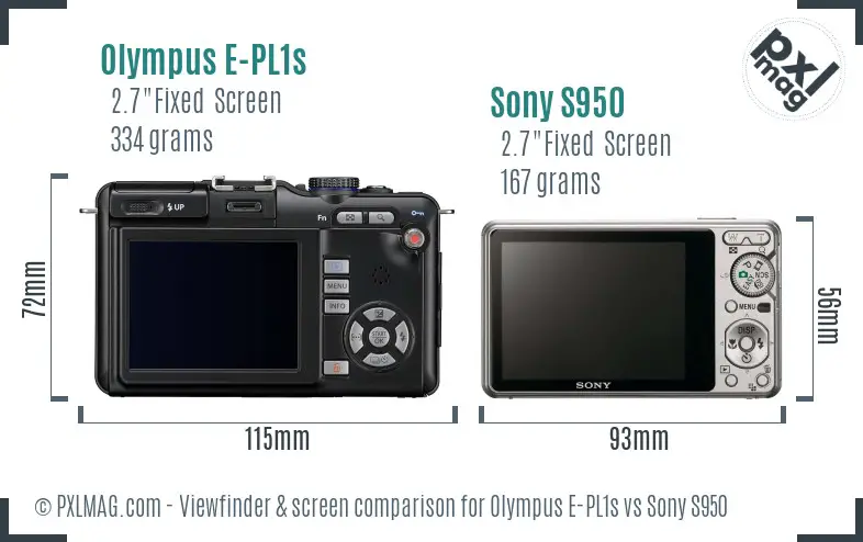 Olympus E-PL1s vs Sony S950 Screen and Viewfinder comparison