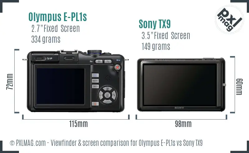 Olympus E-PL1s vs Sony TX9 Screen and Viewfinder comparison Olympus E-PL1s vs Sony TX9 Screen and Viewfinder comparison