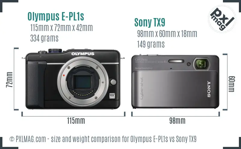 Olympus E-PL1s vs Sony TX9 size comparison Olympus E-PL1s vs Sony TX9 size comparison