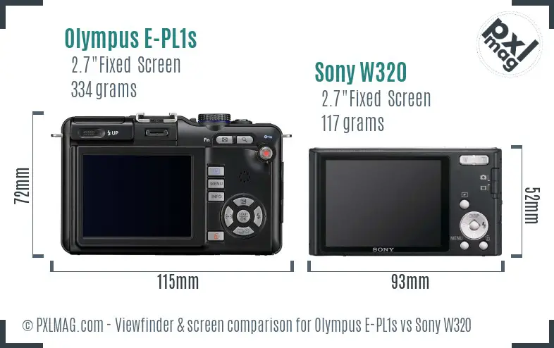 Olympus E-PL1s vs Sony W320 Screen and Viewfinder comparison