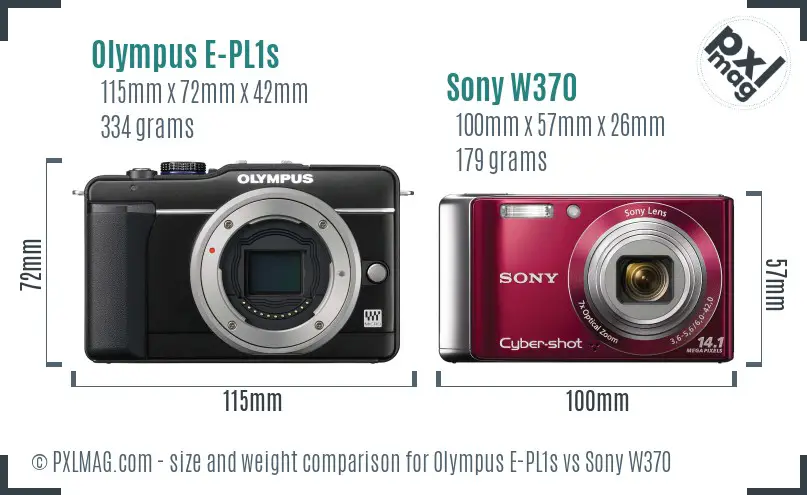 Olympus E-PL1s vs Sony W370 size comparison Olympus E-PL1s vs Sony W370 size comparison