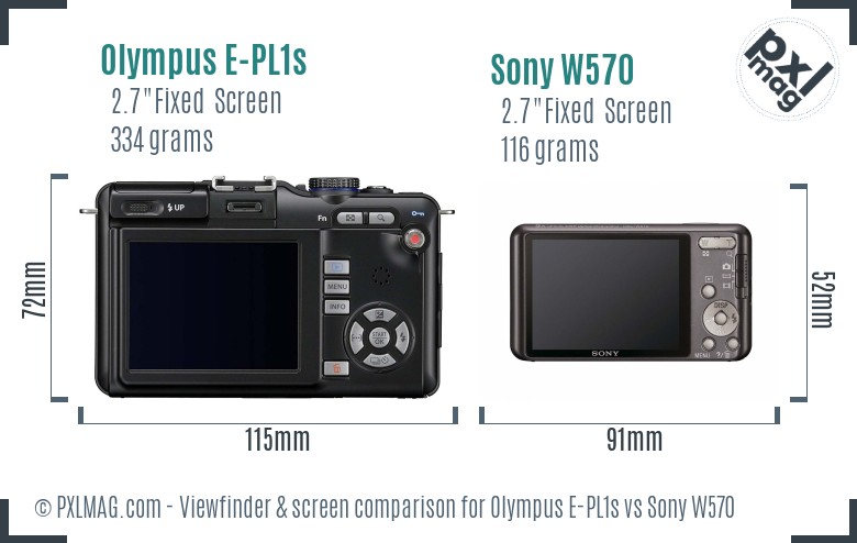 Olympus E-PL1s vs Sony W570 Screen and Viewfinder comparison