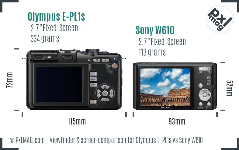 Olympus E-PL1s vs Sony W610 Screen and Viewfinder comparison Olympus E-PL1s vs Sony W610 Screen and Viewfinder comparison
