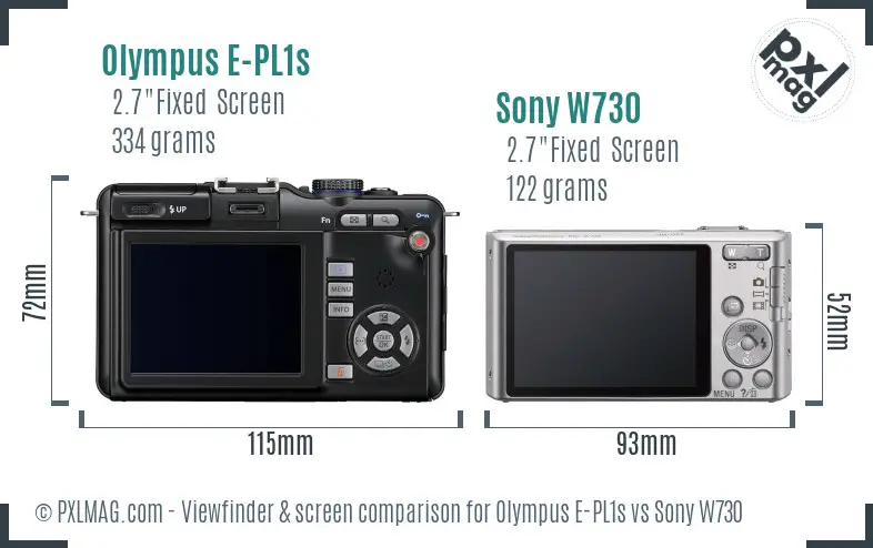 Olympus E-PL1s vs Sony W730 Screen and Viewfinder comparison Olympus E-PL1s vs Sony W730 Screen and Viewfinder comparison