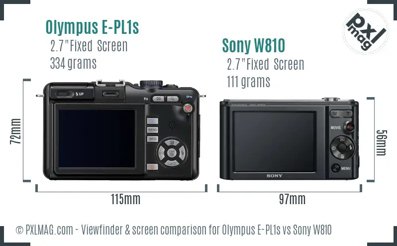 Olympus E-PL1s vs Sony W810 Screen and Viewfinder comparison