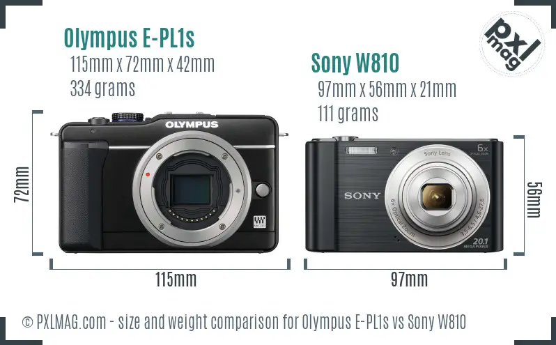 Olympus E-PL1s vs Sony W810 size comparison