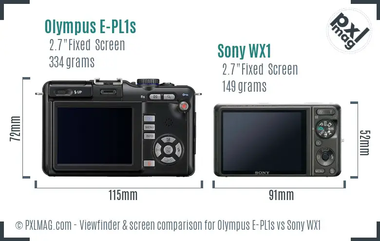 Olympus E-PL1s vs Sony WX1 Screen and Viewfinder comparison