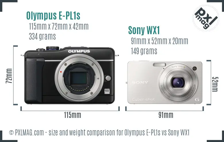 Olympus E-PL1s vs Sony WX1 size comparison