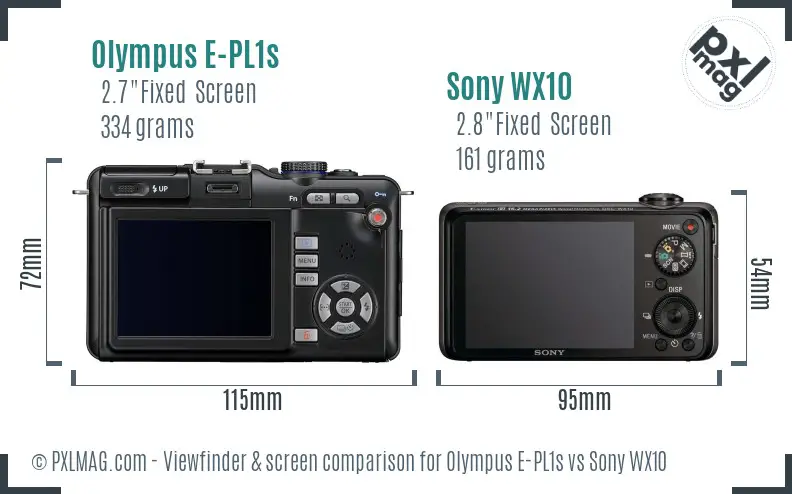 Olympus E-PL1s vs Sony WX10 Screen and Viewfinder comparison
