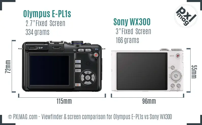Olympus E-PL1s vs Sony WX300 Screen and Viewfinder comparison Olympus E-PL1s vs Sony WX300 Screen and Viewfinder comparison