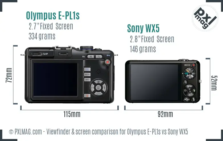 Olympus E-PL1s vs Sony WX5 Screen and Viewfinder comparison