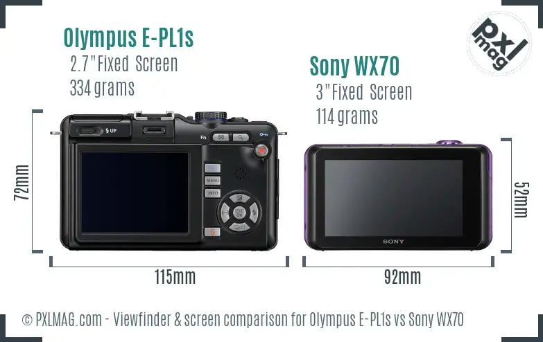 Olympus E-PL1s vs Sony WX70 Screen and Viewfinder comparison