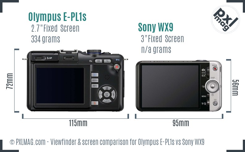 Olympus E-PL1s vs Sony WX9 Screen and Viewfinder comparison