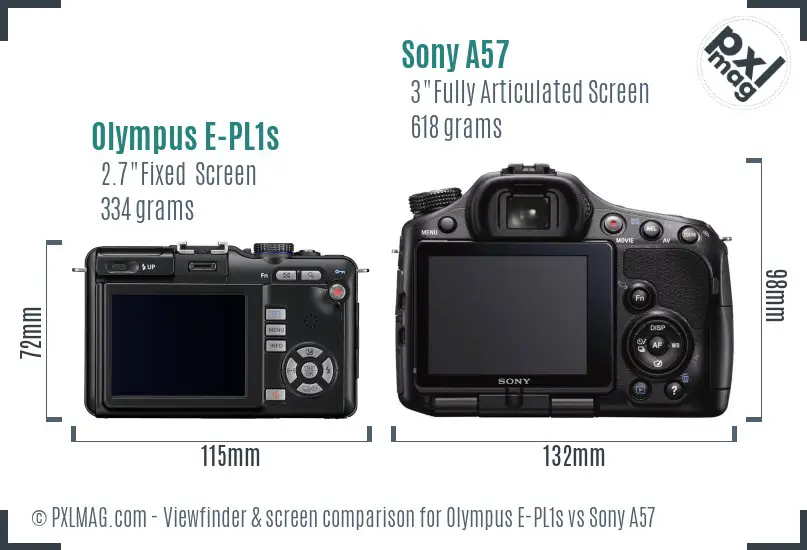 Olympus E-PL1s vs Sony A57 Screen and Viewfinder comparison Olympus E-PL1s vs Sony A57 Screen and Viewfinder comparison