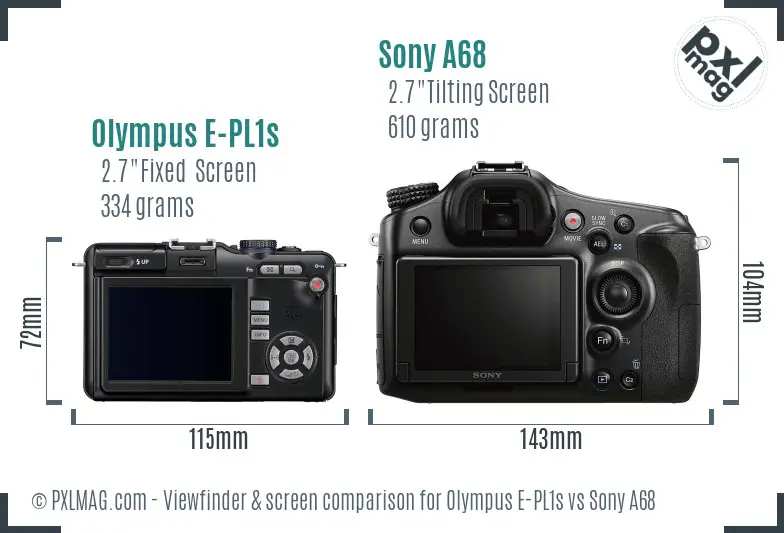 Olympus E-PL1s vs Sony A68 Screen and Viewfinder comparison