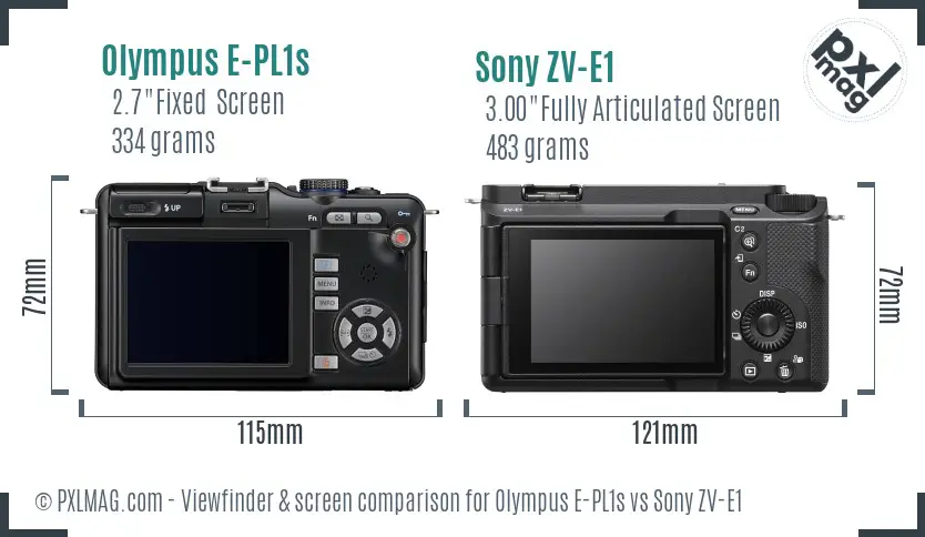 Olympus E-PL1s vs Sony ZV-E1 Screen and Viewfinder comparison Olympus E-PL1s vs Sony ZV-E1 Screen and Viewfinder comparison