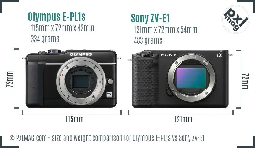 Olympus E-PL1s vs Sony ZV-E1 size comparison Olympus E-PL1s vs Sony ZV-E1 size comparison