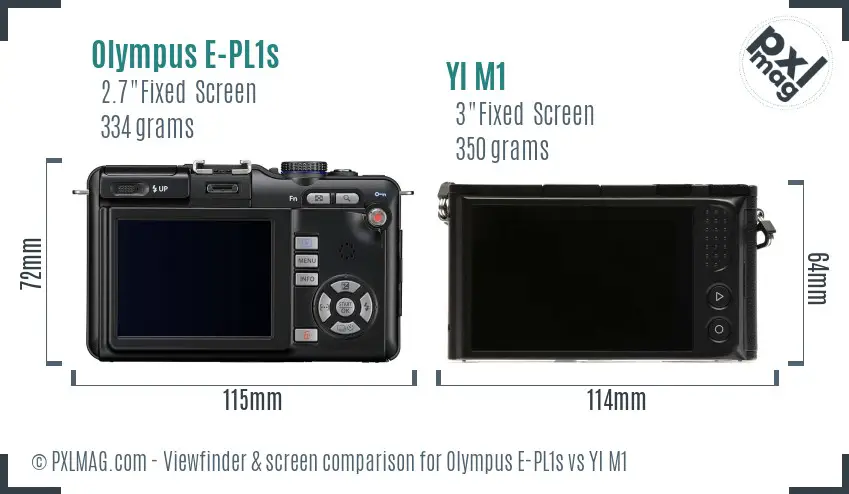 Olympus E-PL1s vs YI M1 Screen and Viewfinder comparison