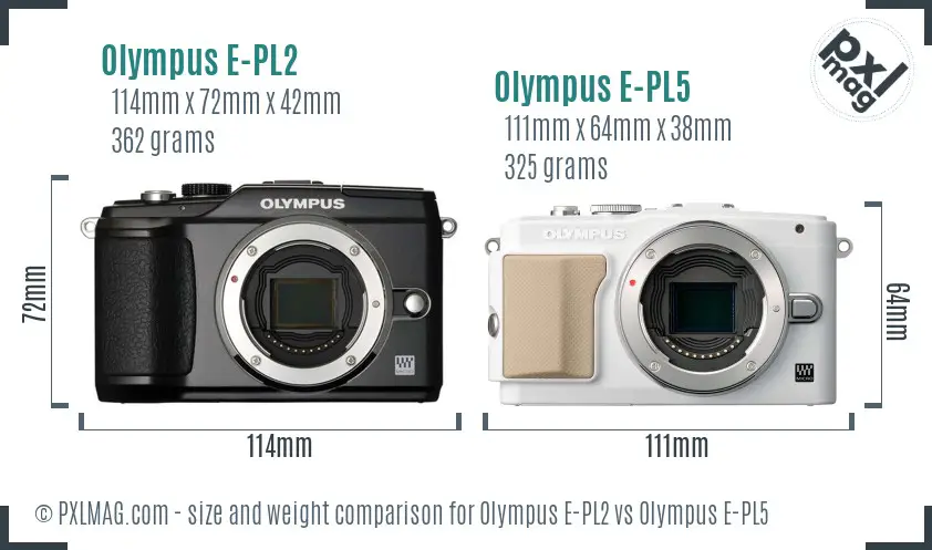 Olympus E-PL2 vs Olympus E-PL5 size comparison