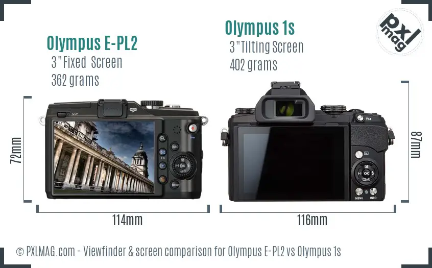 Olympus E-PL2 vs Olympus 1s Screen and Viewfinder comparison