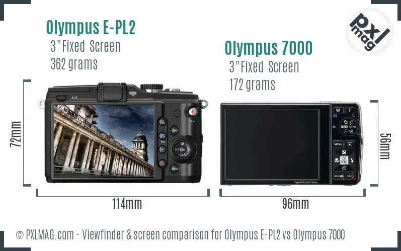 Olympus E-PL2 vs Olympus 7000 Screen and Viewfinder comparison