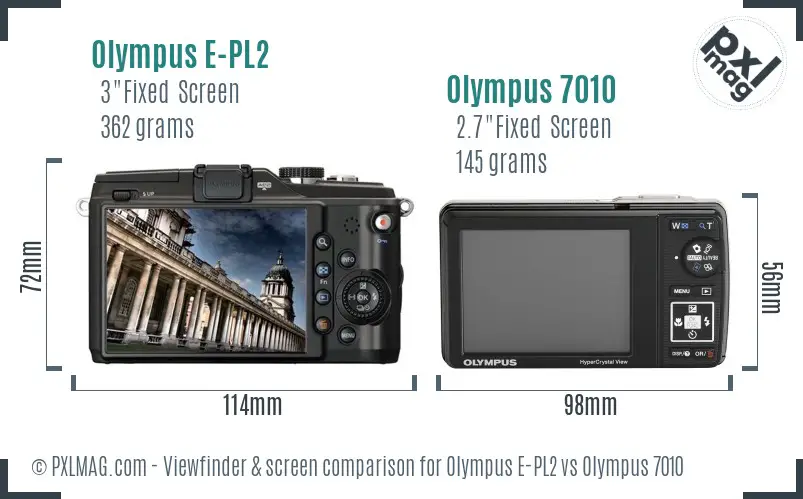 Olympus E-PL2 vs Olympus 7010 Screen and Viewfinder comparison