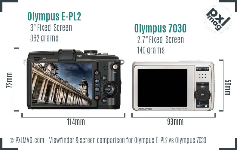 Olympus E-PL2 vs Olympus 7030 Screen and Viewfinder comparison